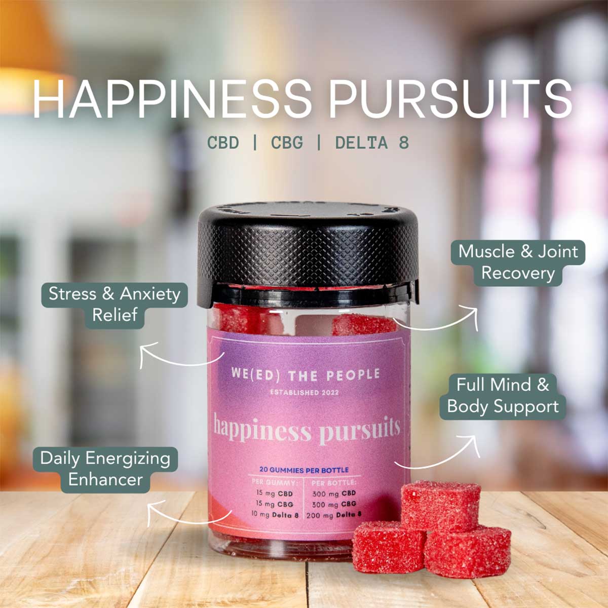 Happiness Pursuits Gummies | CBD, CBG & D8 THC