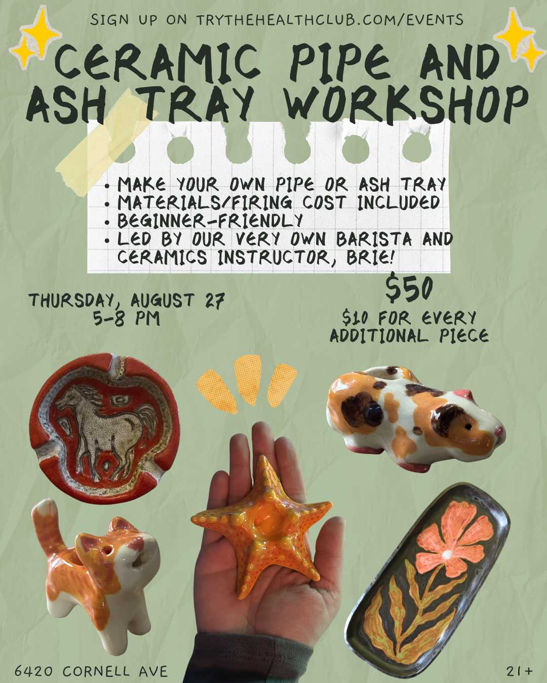 Ceramic Pipe and Ash Tray Workshop 8/27