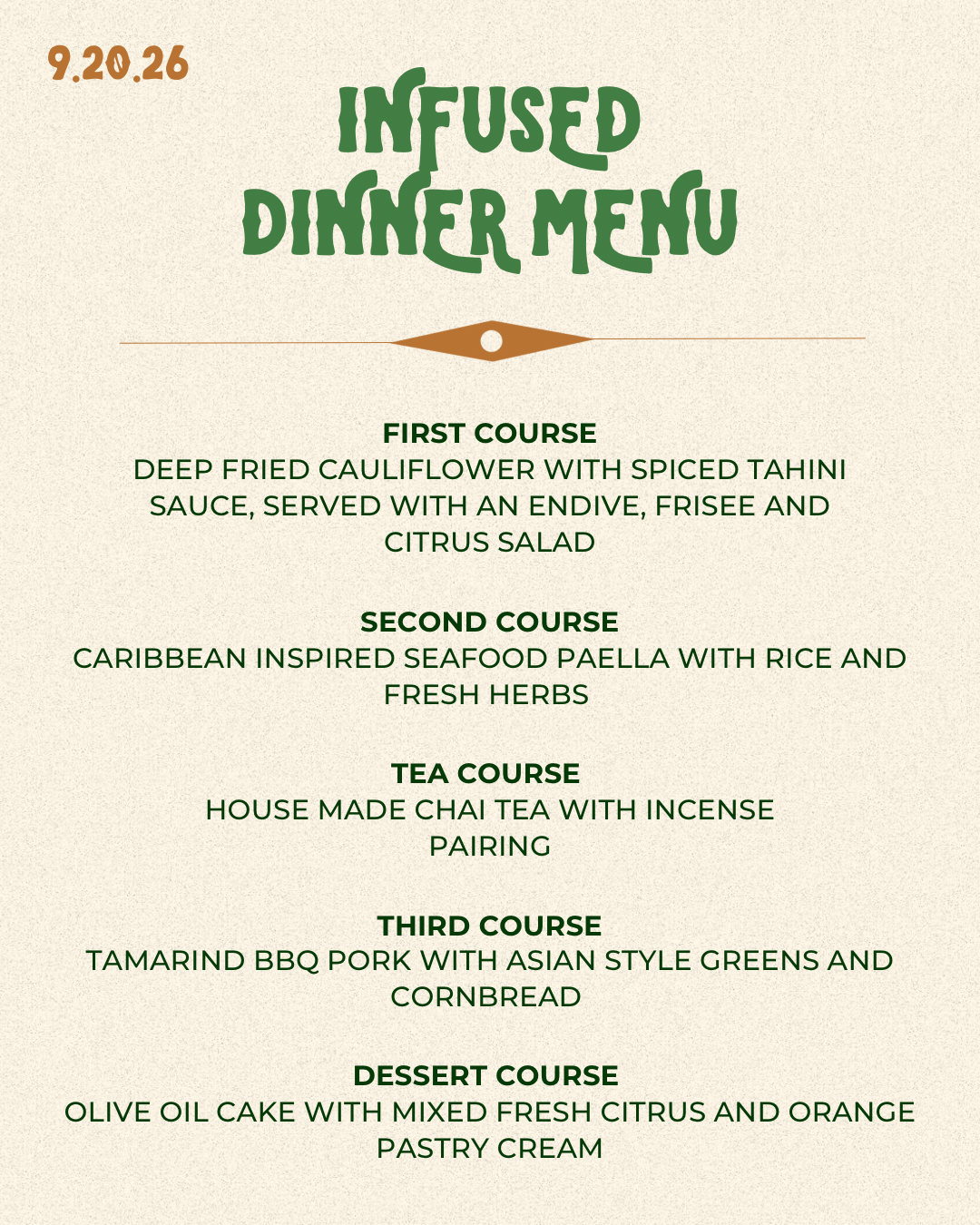 Pieces of Eight Infused Dinner | September 20th